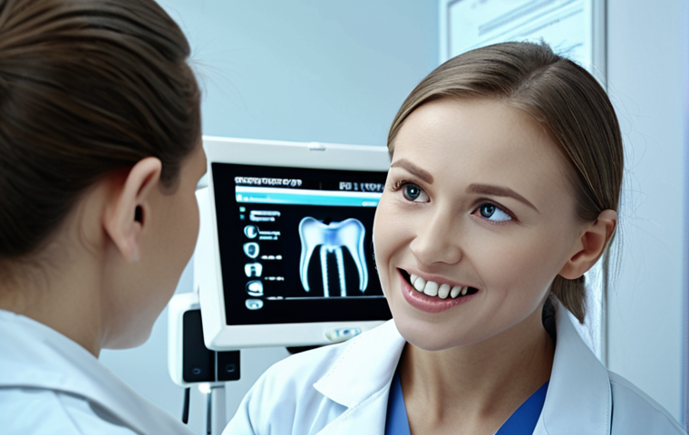 **Image Prompt:** A futuristic dental clinic with AI-powered diagnostic screens analyzing X-rays. A diverse team of dentists and hygienists are collaborating on personalized treatment plans. Focus on clean, modern aesthetics with soft lighting and a comforting atmosphere. Russian text subtly displayed on a screen interface.