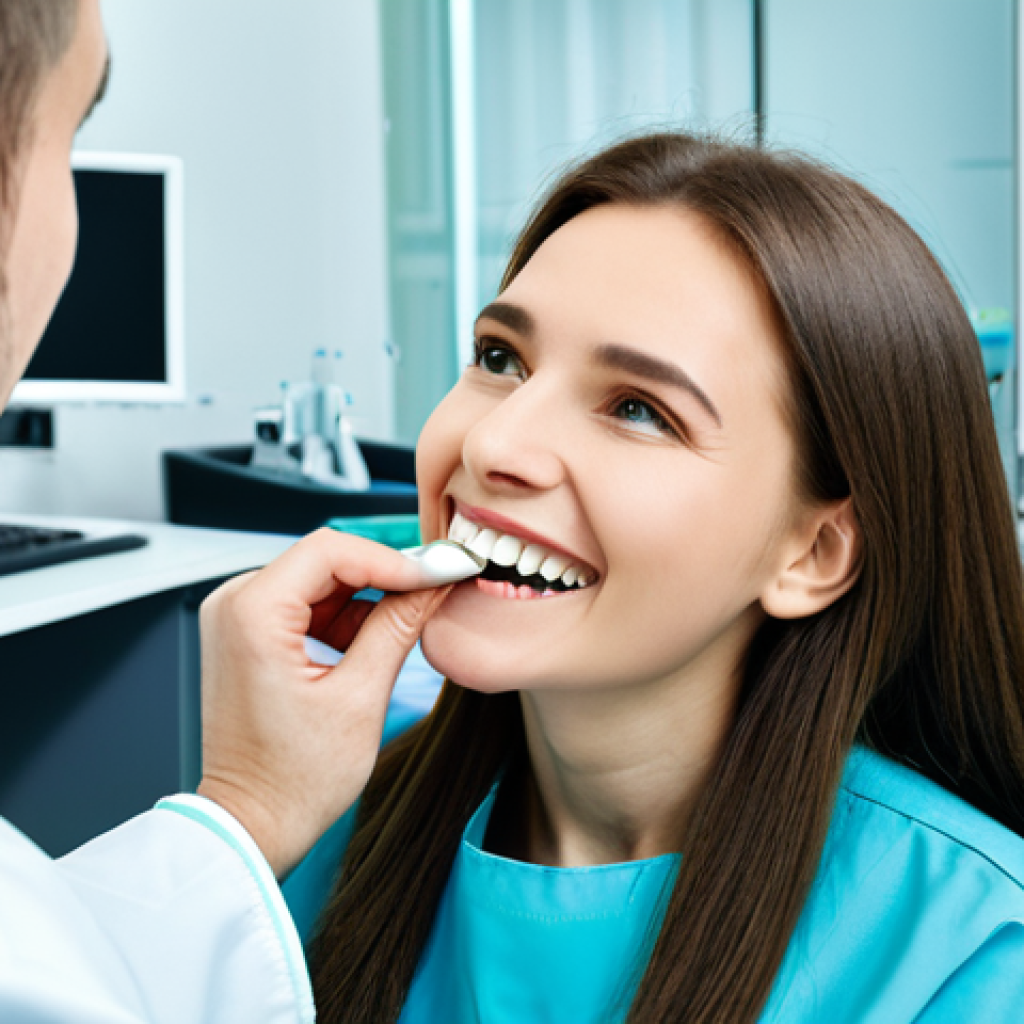 **
"A professional female dentist in a modern, clean dental office in Moscow, fully clothed in a modest medical uniform, examining a patient's teeth. The office features state-of-the-art equipment. Safe for work, appropriate content, perfect anatomy, correct proportions, professional dental setting, high quality, well-formed hands, proper finger count, natural body proportions, professional."
**