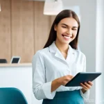 치과위생사 환자 만족도 조사 방법 - **Prompt 1: A Content Patient Giving Positive Feedback in a Modern Dental Clinic**
    "A young adul...