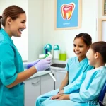 치과위생사 공공기관 취업 팁 - **Prompt:** A cheerful female dental hygienist in a clean, professional medical uniform (light blue ...